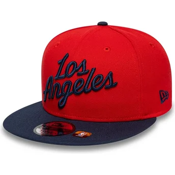 Boné plano vermelho e azul marinho snapback 9FIFTY Statement da Los Angeles Clippers NBA da New Era