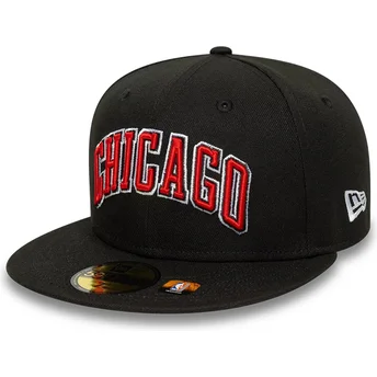 Boné plano preto justo 59FIFTY Statement da Chicago Bulls NBA da New Era