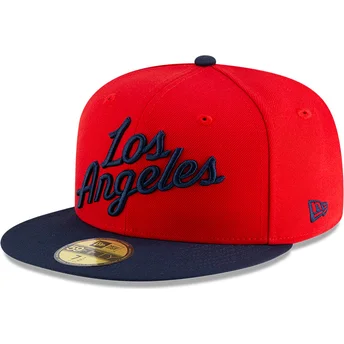 Boné plano vermelho e azul marinho justo 59FIFTY Statement da Los Angeles Clippers NBA da New Era