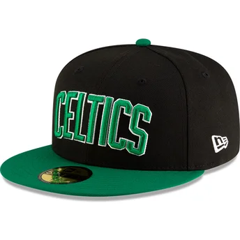 Boné plano preto e verde justo 59FIFTY Statement da Boston Celtics NBA da New Era