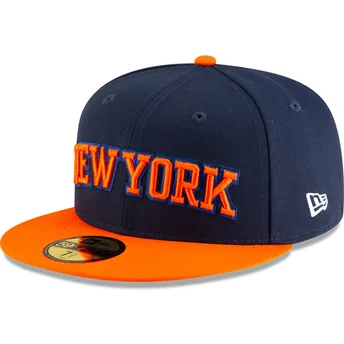 Boné plano azul marinho e laranja justo 59FIFTY Statement da New York Knicks NBA da New Era