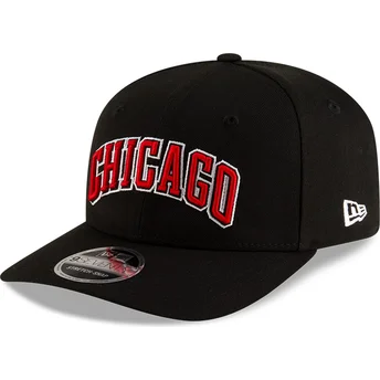 Boné curvo preto snapback 9SEVENTY Statement Stretch Snap da Chicago Bulls NBA da New Era