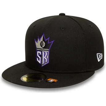 Boné plano preto justo 59FIFTY Classic da Sacramento Kings NBA da New Era