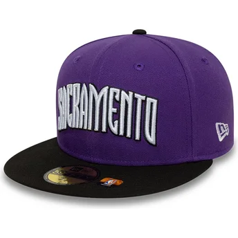 Boné plano violeta e preto justo 59FIFTY Classic da Sacramento Kings NBA da New Era