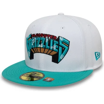 Boné plano branco e verde justo 59FIFTY Classic da Memphis Grizzlies NBA da New Era