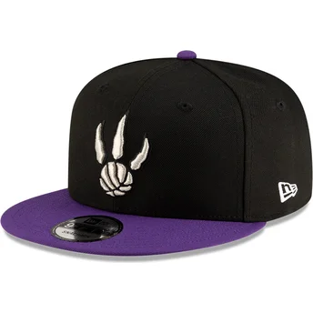 Boné plano preto e violeta snapback 9FIFTY Classic da Toronto Raptors NBA da New Era