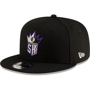 Boné plano preto snapback 9FIFTY Classic da Sacramento Kings NBA da New Era