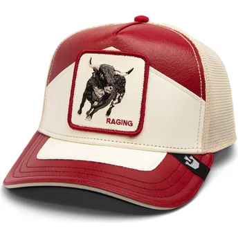 Boné trucker vermelho e branco touro Moto Lamba Raging The Farm da Goorin Bros.