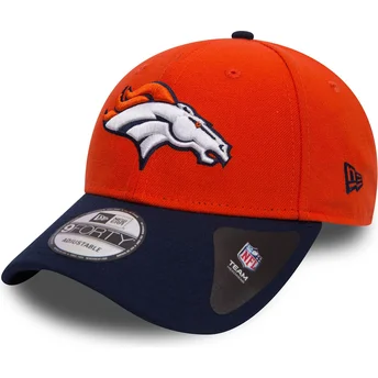 Boné curvo laranja e azul marinho ajustável 9FORTY The League da Denver Broncos NFL da New Era