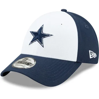 Boné curvo branco e azul marinho ajustável 9FORTY The League da Dallas Cowboys NFL da New Era