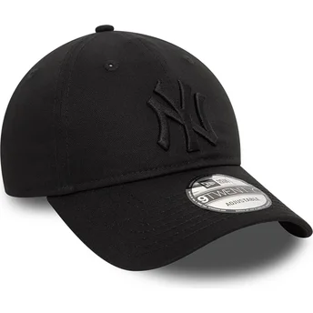 Boné curvo preto ajustável com logo preto 9TWENTY League Essential da New York Yankees MLB da New Era