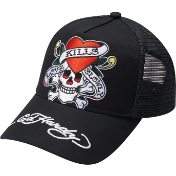 Boné trucker preto Love Kills Slowly da Ed Hardy