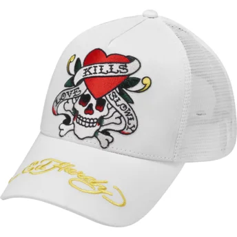 Boné trucker branco Love Kills Slowly da Ed Hardy