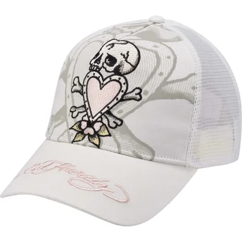 Boné trucker branco Death Before da Ed Hardy