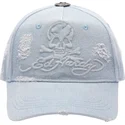 bone-curvo-azul-ajustavel-denim-embossed-skull-da-ed-hardy