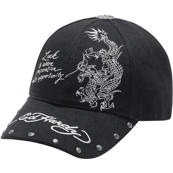 Boné curvo preto ajustável Lucky Dragon da Ed Hardy