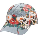 bone-curvo-azul-ajustavel-skull-rose-denim-da-ed-hardy