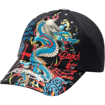 Boné curvo preto ajustável Blue Dragon da Ed Hardy