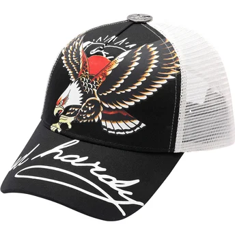 Boné trucker preto e branco Soaring Eagle da Ed Hardy