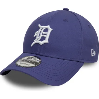 Boné curvo violeta ajustável 9FORTY League Essential da Detroit Tigers MLB da New Era