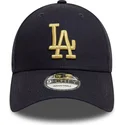 bone-curvo-azul-marinho-ajustavel-com-logo-dourado-9forty-metallic-da-los-angeles-dodgers-mlb-da-new-era