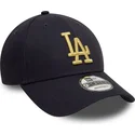 bone-curvo-azul-marinho-ajustavel-com-logo-dourado-9forty-metallic-da-los-angeles-dodgers-mlb-da-new-era