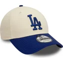 bone-curvo-bege-e-azul-ajustavel-9forty-colour-block-da-los-angeles-dodgers-mlb-da-new-era