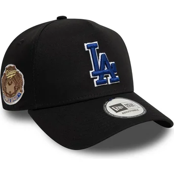 Boné curvo preto snapback com logo azul 9FORTY A Frame World Series Patch da Los Angeles Dodgers MLB da New Era