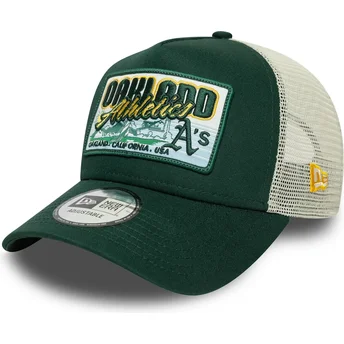 Boné trucker verde 9FORTY A Frame Patch da Oakland Athletics MLB da New Era