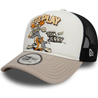 Boné trucker branco, bege e preto 9FORTY A Frame da Tom and Jerry Looney Tunes da New Era