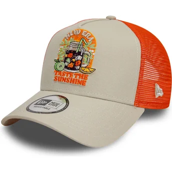 Boné trucker bege e laranja 9FORTY A Frame Summer Patch da Taste The Sunshine da New Era