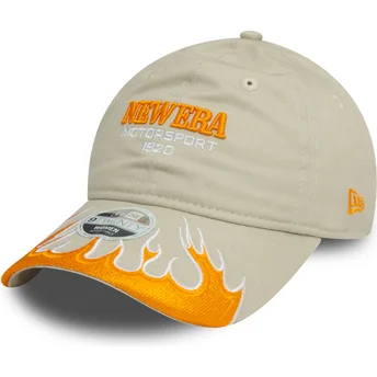 Boné curvo bege ajustável para mulheres 9TWENTY Flame Visor da New Era