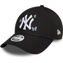 bone-curvo-preto-ajustavel-para-mulheres-9twenty-icon-butterflies-da-new-york-yankees-mlb-da-new-era