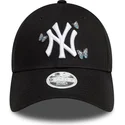 bone-curvo-preto-ajustavel-para-mulheres-9twenty-icon-butterflies-da-new-york-yankees-mlb-da-new-era