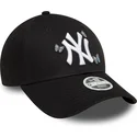 bone-curvo-preto-ajustavel-para-mulheres-9twenty-icon-butterflies-da-new-york-yankees-mlb-da-new-era