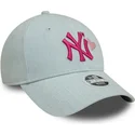 bone-curvo-azul-claro-ajustavel-para-mulheres-com-logo-rosa-9forty-denim-icon-heart-da-new-york-yankees-mlb-da-new-era