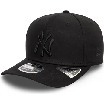 Boné curvo preto snapback com logo preto 9SEVENTY Stretch Snap da New York Yankees MLB da New Era