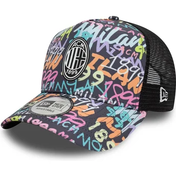 Boné trucker multicolor 9FORTY A Frame Grafiti All Over Print da AC Milan Serie A da New Era