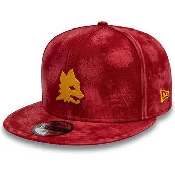 Boné plano vermelho snapback 9FIFTY Tie Dye da Associazione Sportiva Roma Serie A da New Era