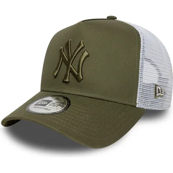 Boné trucker verde e branco com logo verde A Frame League Essential da New York Yankees MLB da New Era