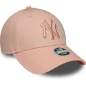 bone-curvo-rosa-ajustavel-para-mulheres-com-logo-rosa-9forty-league-essential-da-new-york-yankees-mlb-da-new-era