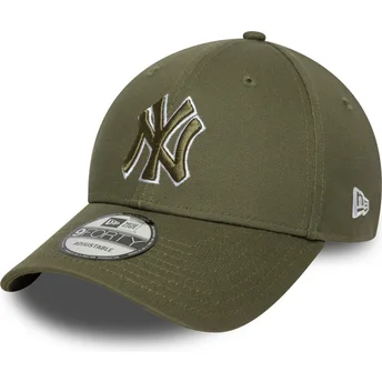 Boné curvo verde ajustável com logo verde 9FORTY Outline da New York Yankees MLB da New Era