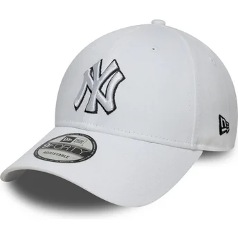 Boné curvo branco ajustável 9FORTY Outline da New York Yankees MLB da New Era