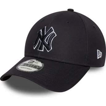 Boné curvo azul marinho ajustável com logo azul marinho 9FORTY Outline da New York Yankees MLB da New Era