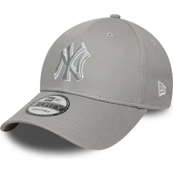 Boné curvo cinza ajustável 9FORTY Outline da New York Yankees MLB da New Era