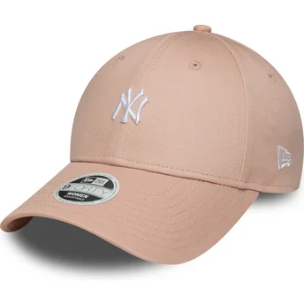 Boné curvo rosa ajustável para mulheres 9FORTY Mini Logo da New York Yankees MLB da New Era