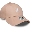 bone-curvo-rosa-ajustavel-para-mulheres-9forty-mini-logo-da-new-york-yankees-mlb-da-new-era