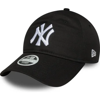 Boné curvo preto ajustável para mulheres 9TWENTY League Essential da New York Yankees MLB da New Era