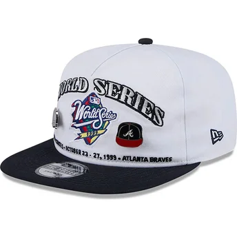 Boné plano branco e preto snapback Golfer Championship Pin da New York Yankees & Atlanta Braves MLB da New Era