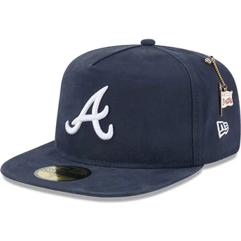 Boné plano azul marinho justo 59FIFTY A Frame Championship Side Flag da Atlanta Braves MLB da New Era